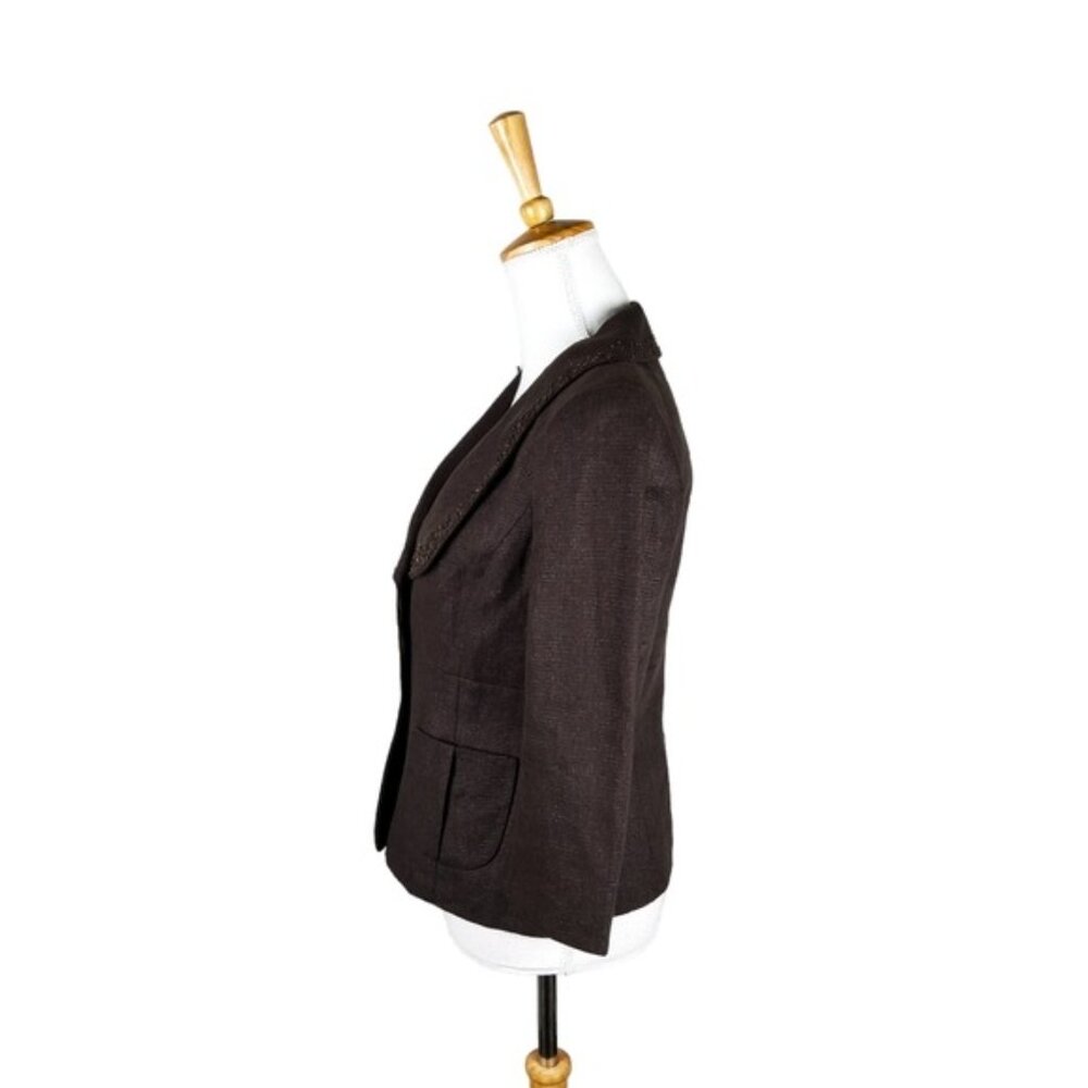 Classiques Entier Sequin Embellished 3/4 Sleeve Blazer Brown Size Small - Picture 2 of 9